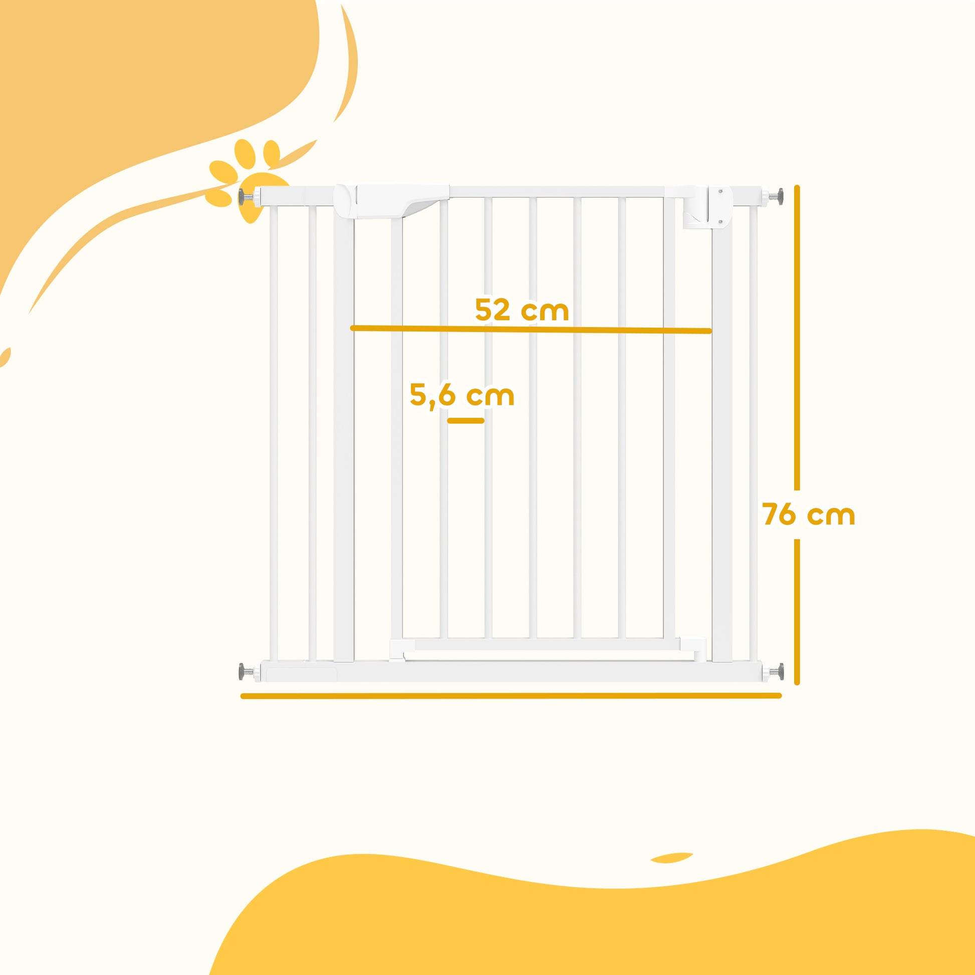Pawhut Barrera De Seguridad Para Niños Y Perros Ancho De 76-88 Cm Blanco_2