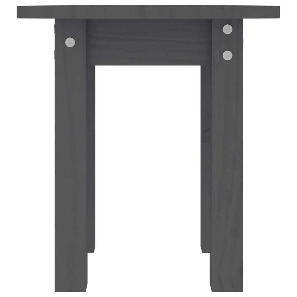 Mesa De Centro De Madera Maciza De Pino Gris Ø35x35 Cm_3