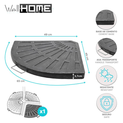 Base De Cemento Para Sombrilla Diseño Moderno En Negro Y Plata - Well Home_1
