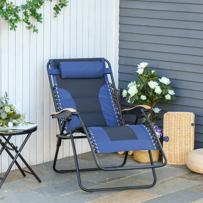 Outsunny Tumbona Plegable Acero Con Portavasos Reposacabezas Extraíble 90x75x110_1