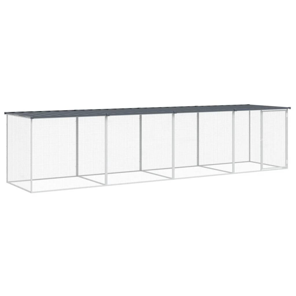Vidaxl Gallinero Con Techo Acero Galvanizado Antracita 403x98x90 Cm_0