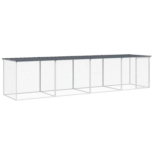 Vidaxl Gallinero Con Techo Acero Galvanizado Antracita 403x98x90 Cm_0