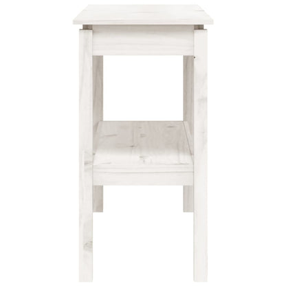 Mesa Consola De Madera Maciza De Pino Blanco 110x40x75 Cm_3