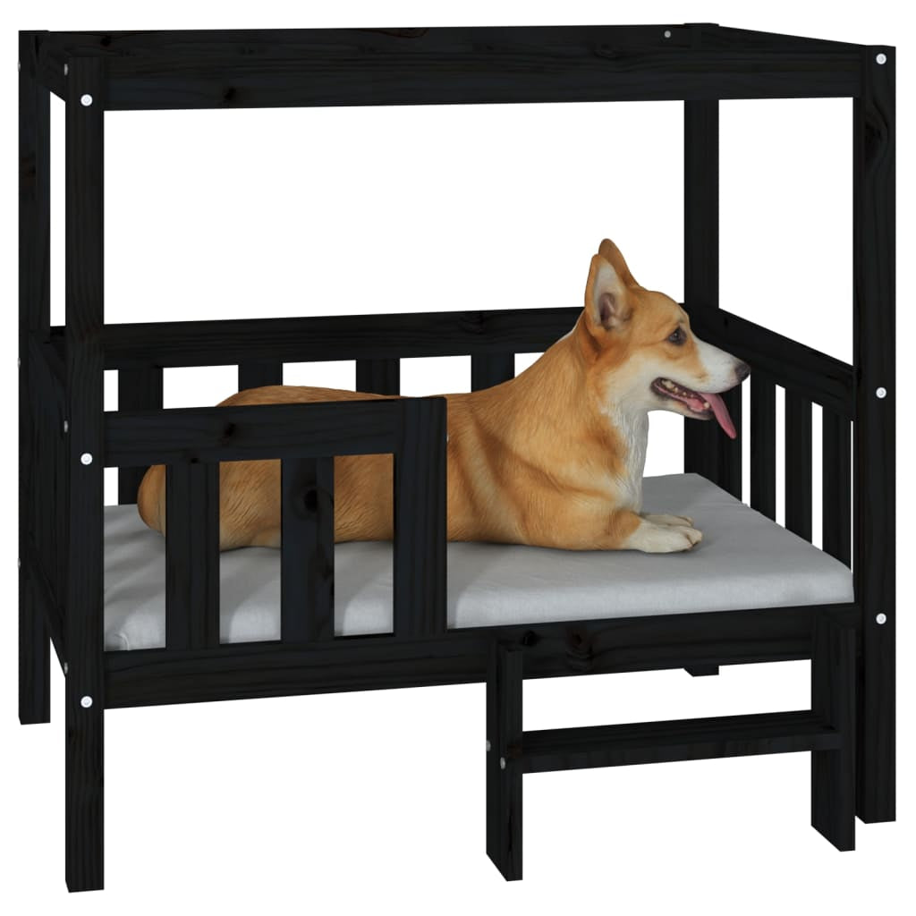 Vidaxl Cama Para Perros Madera Maciza De Pino Negro 95,5x73,5x90 Cm_3