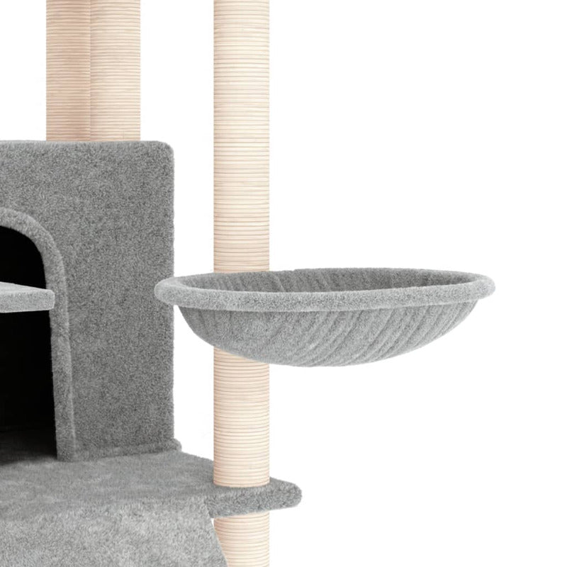 Vidaxl Rascador Para Gatos Con Postes De Sisal Gris Claro 154 Cm_5