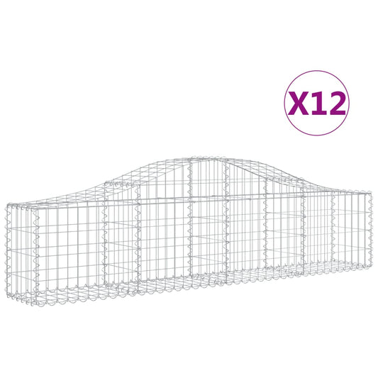 Cestas De Gaviones 12 Uds Forma De Arco Hierro 200x30x40/60 Cm_0