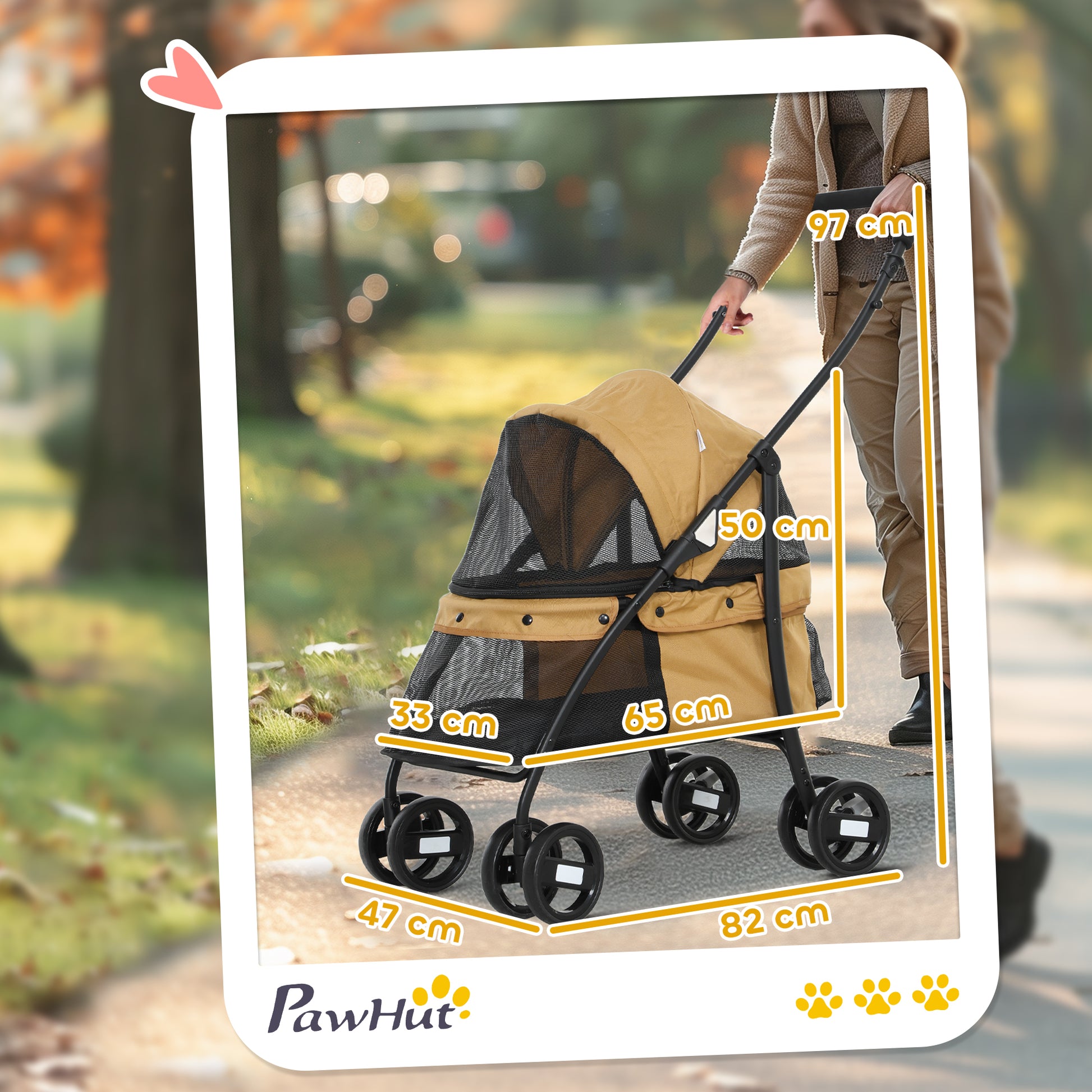 Pawhut Carrito Para Perros Plegable Con Ventanas De Malla Cojín Lavable Café_2
