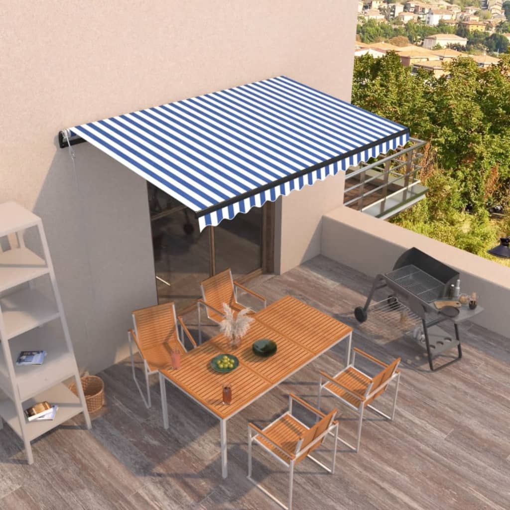 Toldo Automático Retráctil Azul Y Blanco 450x300 Cm_1