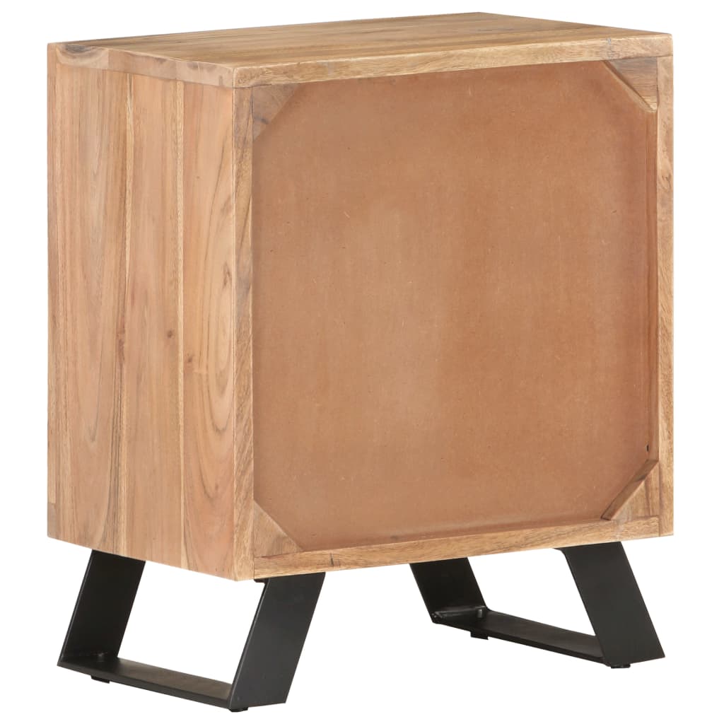Mesita De Noche Madera Maciza Acacia Borde Natural 40x30x50 Cm_2