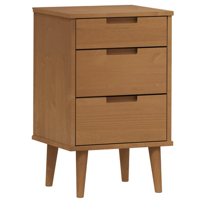 Mesita De Noche Molde Madera Maciza De Pino Marrón 40x35x65 Cm_0