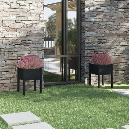 Jardineras 2 Uds Madera Maciza De Pino Negro 50x50x70 Cm_1