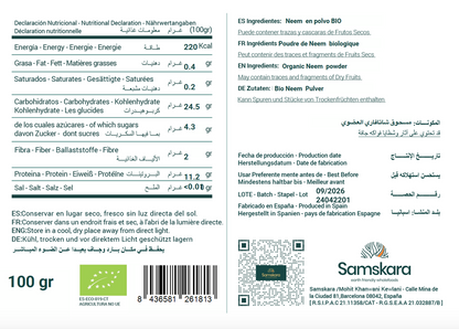 Hojas De Neem En Polvo Bio - 100g | Superalimento Ecológico Vegano Para Batidos, Smoothies Y Zumos_1