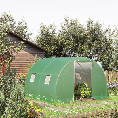 Outsunny Invernadero De Túnel 3x3x2 M Con Puerta Enrollable Y 4 Ventanas Verde_1