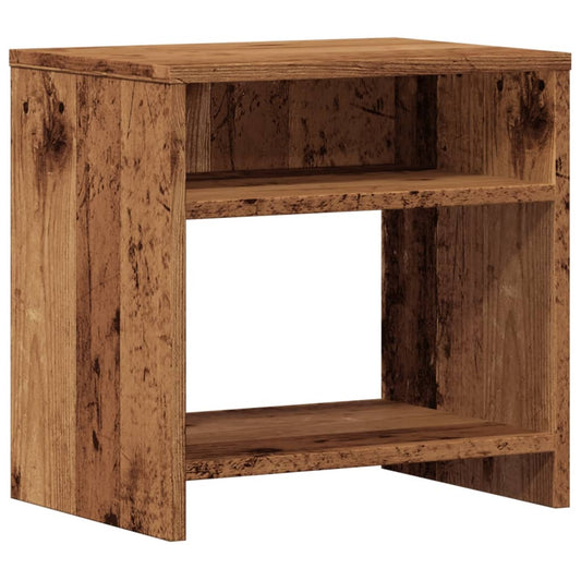 Mesita De Noche Madera De Ingeniería Envejecida 40x30x40 Cm_0