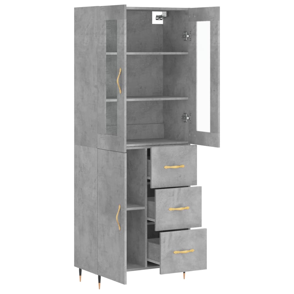Aparador Alto Madera Contrachapada Gris Hormigón 69,5x34x180 Cm_3