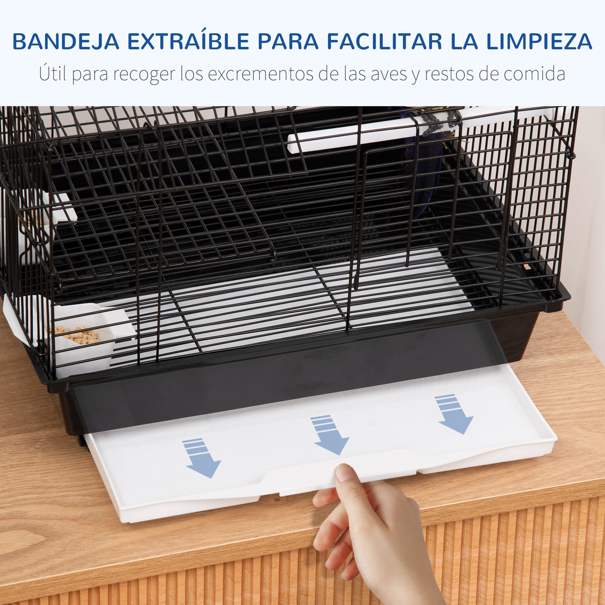 Pawhut Jaula Para Pájaros 39x33x47cm Con 3 Puertas 2 Comederos 2 Perchas Bandeja_4