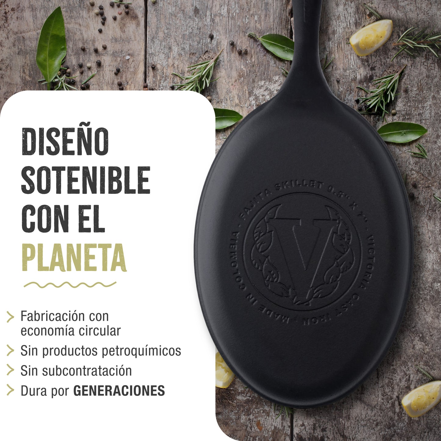 Victoria Sartén Fajitas Hierro Fundido Curado Inducción 25cm, Apta Fuego, Barbacoa, Cast Iron Skillet, 37345, Negro_5
