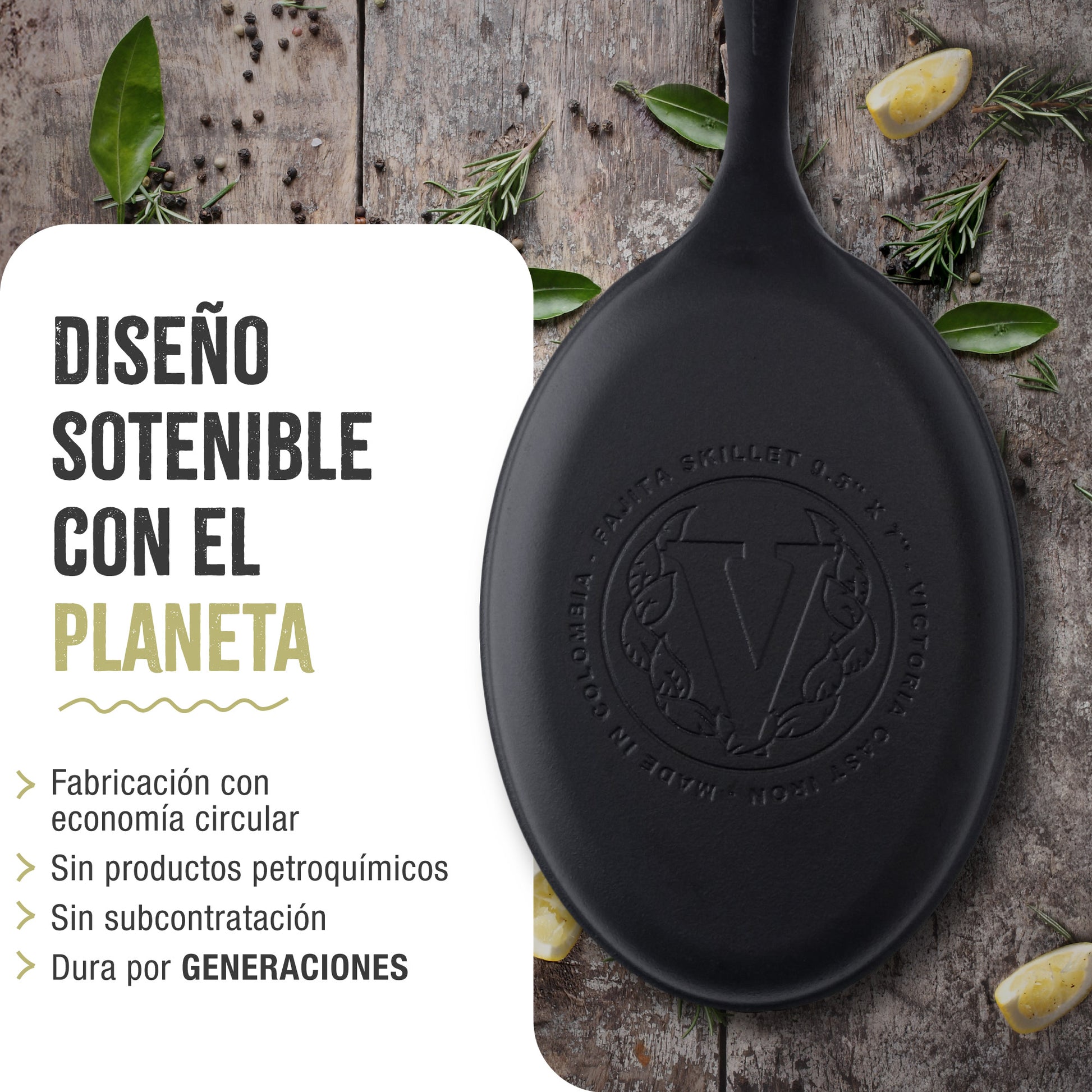 Victoria Sartén Fajitas Hierro Fundido Curado Inducción 25cm, Apta Fuego, Barbacoa, Cast Iron Skillet, 37345, Negro_5