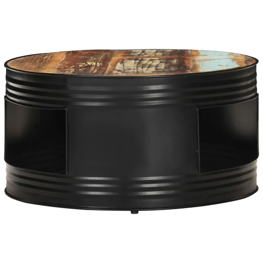 Mesa De Centro Madera Maciza Reciclada Negra 68x68x36 Cm_0