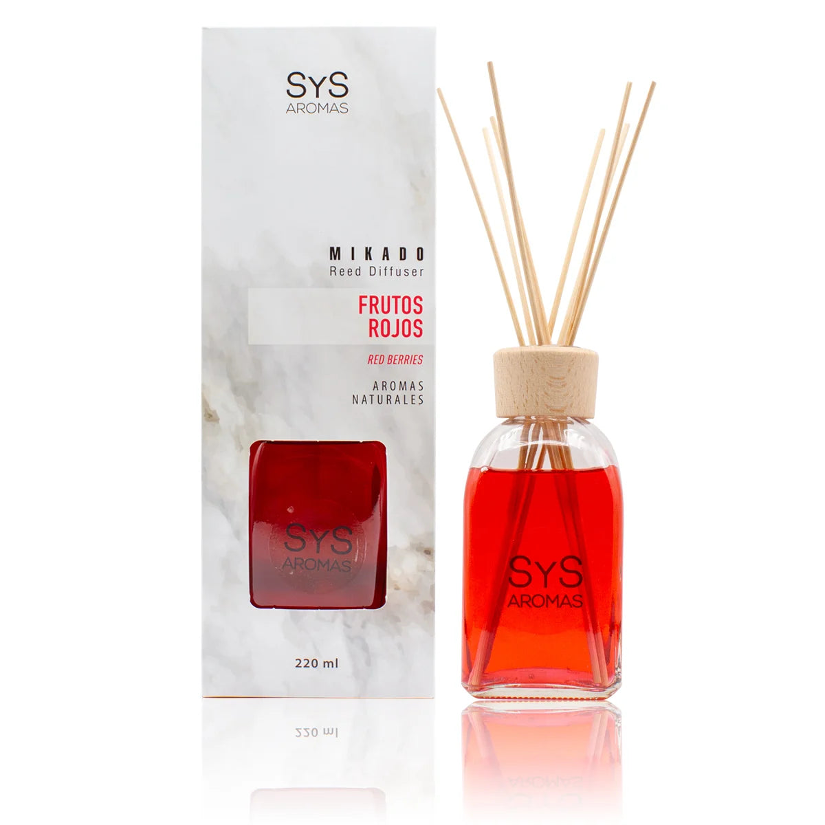 Ambientador Mikado Frutos Rojos Mármol SYS Aromas 220 ml | Aroma Afrutado y Dulce | Estimulante_0