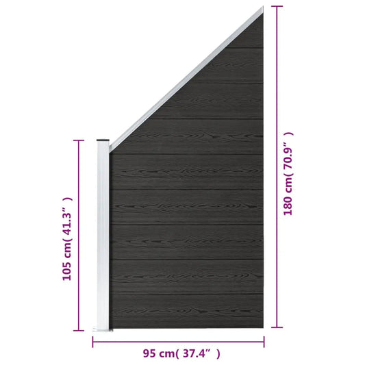 Panel De Valla Wpc Gris 95x(105-180) Cm / Vetonek_0