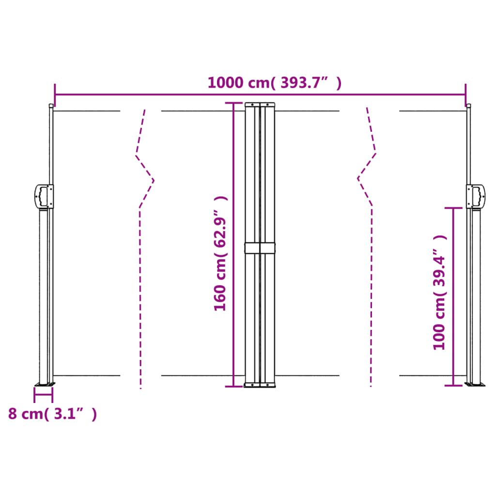 Vidaxl Toldo Lateral Retráctil Gris Taupe 160x1000 Cm_2