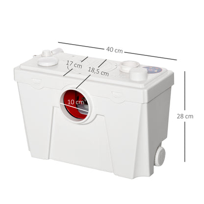 Homcom Bomba Triturador Sanitario De 500w 4 Entradas Para Baño 40x18,5x28 Cm_2
