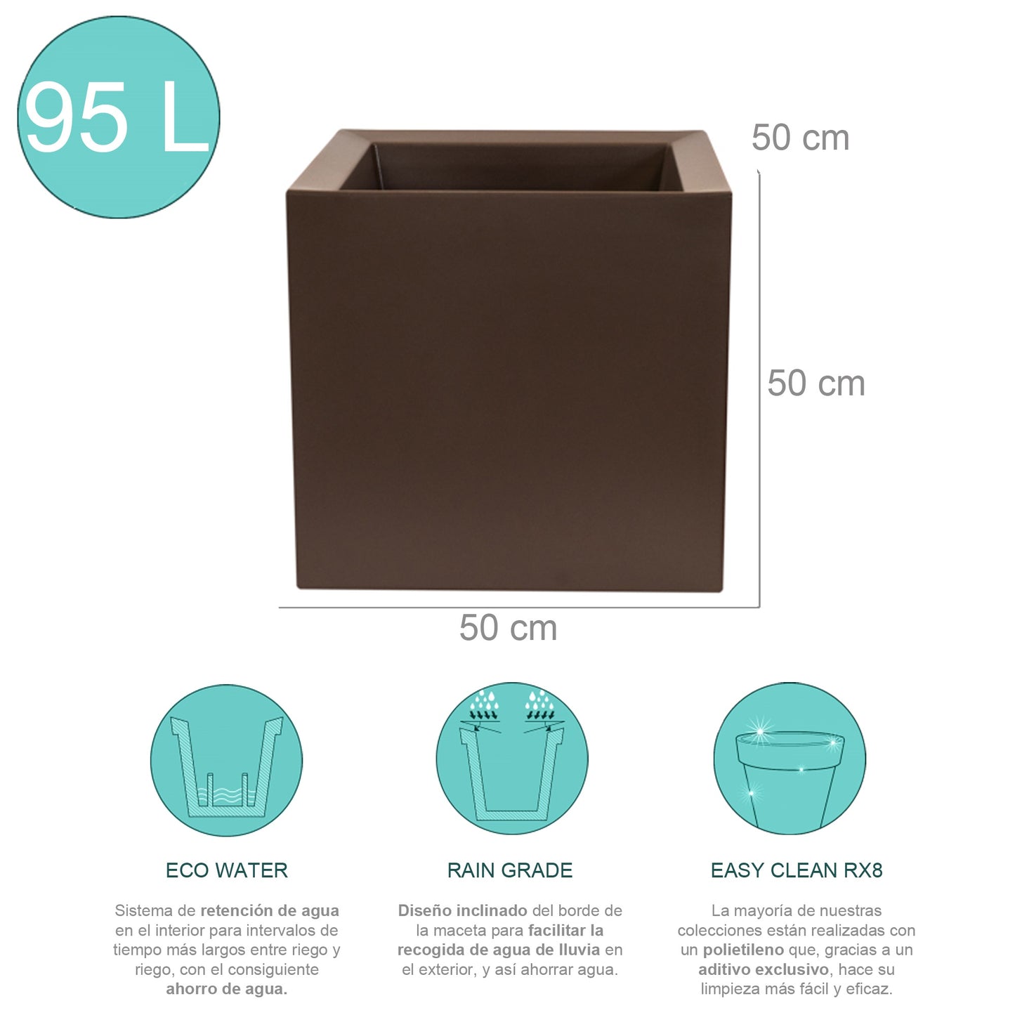 Macetero De Polietileno Bronce 50x50 Cm_1