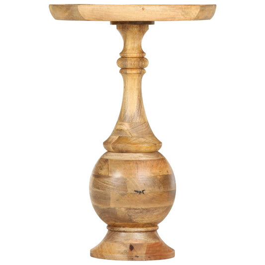 Mesa Auxiliar Redonda Madera Maciza De Mango 43x43x66 Cm_0