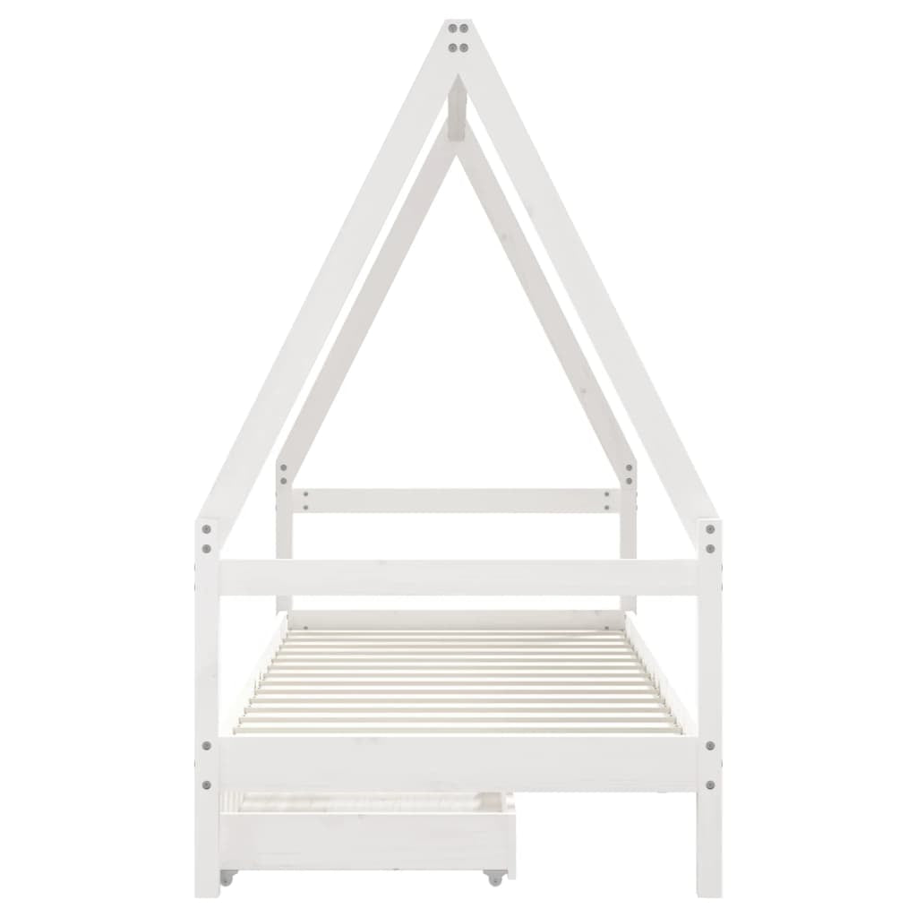 Vidaxl Estructura Cama Niños Con Cajones Madera Pino Blanco 80x200 Cm_4