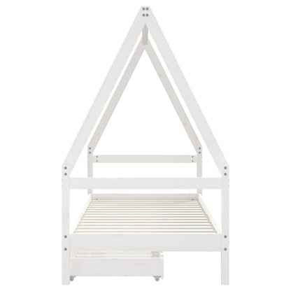 Vidaxl Estructura Cama Niños Con Cajones Madera Pino Blanco 80x200 Cm_4