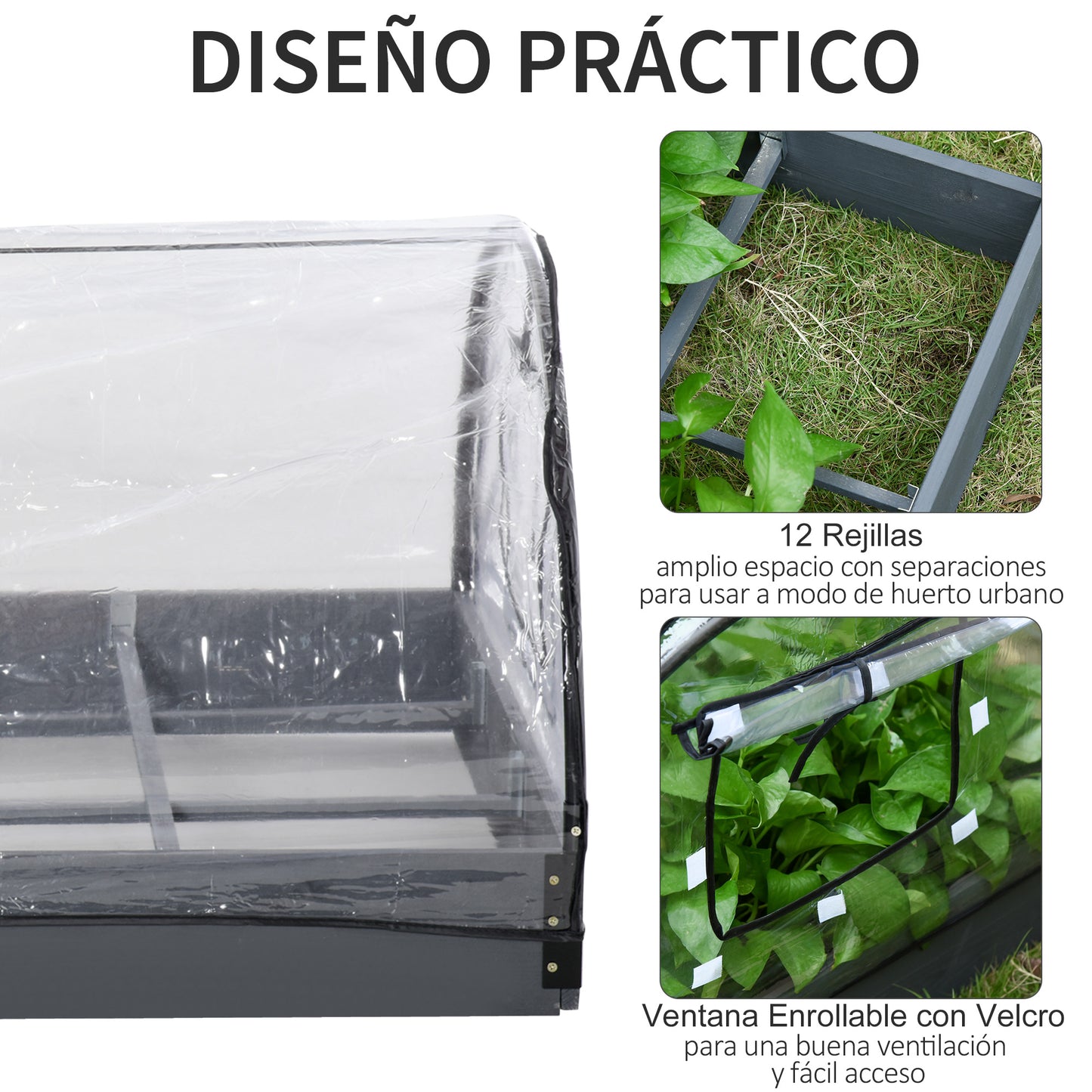 Outsunny Mini Invernadero Túnel Jardín Con Cubierta Pvc Ventanas Enrollables_5