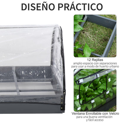 Outsunny Mini Invernadero Túnel Jardín Con Cubierta Pvc Ventanas Enrollables_5