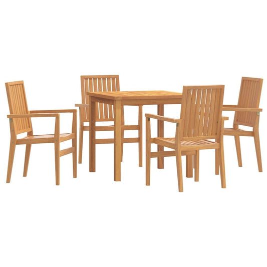 Vidaxl Juego De Comedor Para Jardín 5 Piezas Madera Maciza De Teca_0