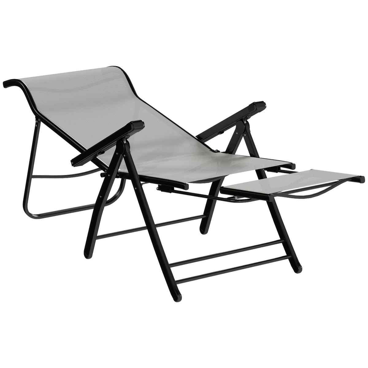 Outsunny Pack De 2 Sillas Plegables Reclinables Con Respaldo Alto Ajustable Gris_4