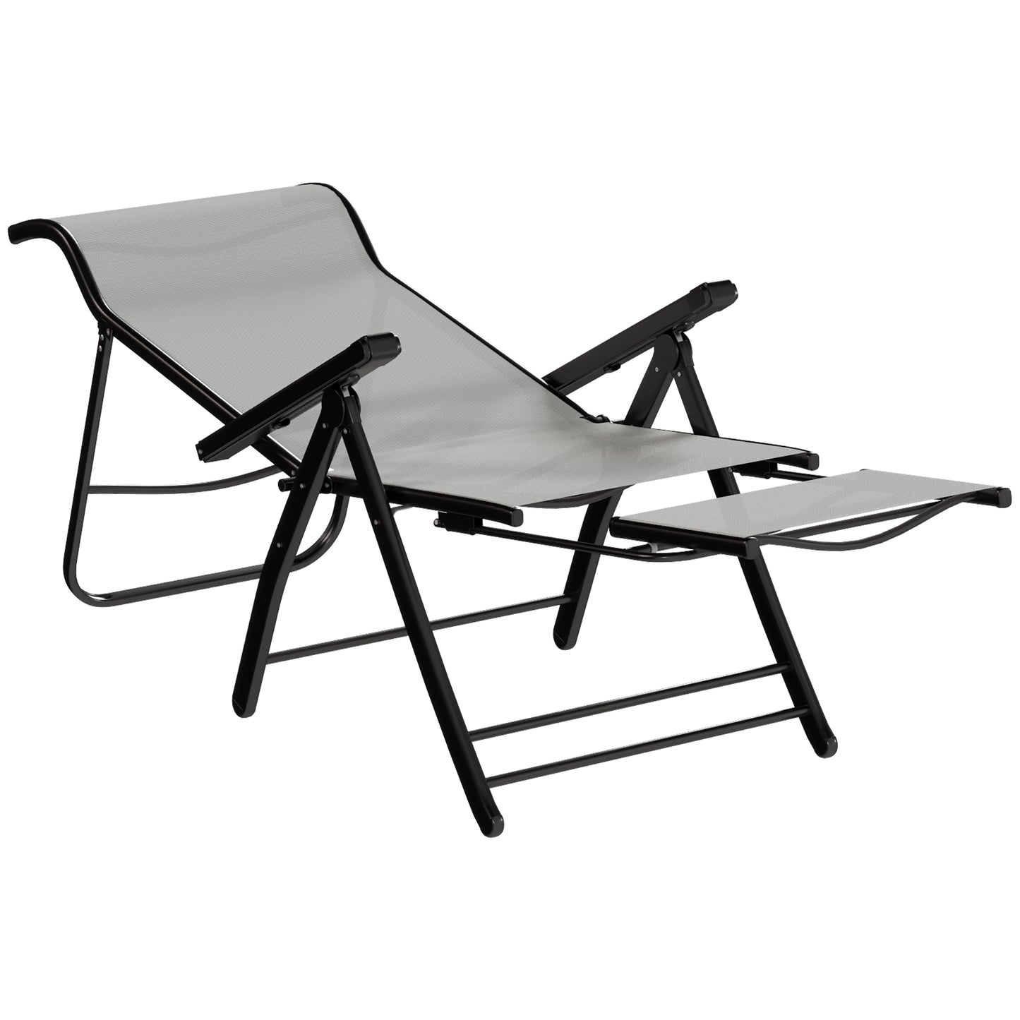 Outsunny Pack De 2 Sillas Plegables Reclinables Con Respaldo Alto Ajustable Gris_4