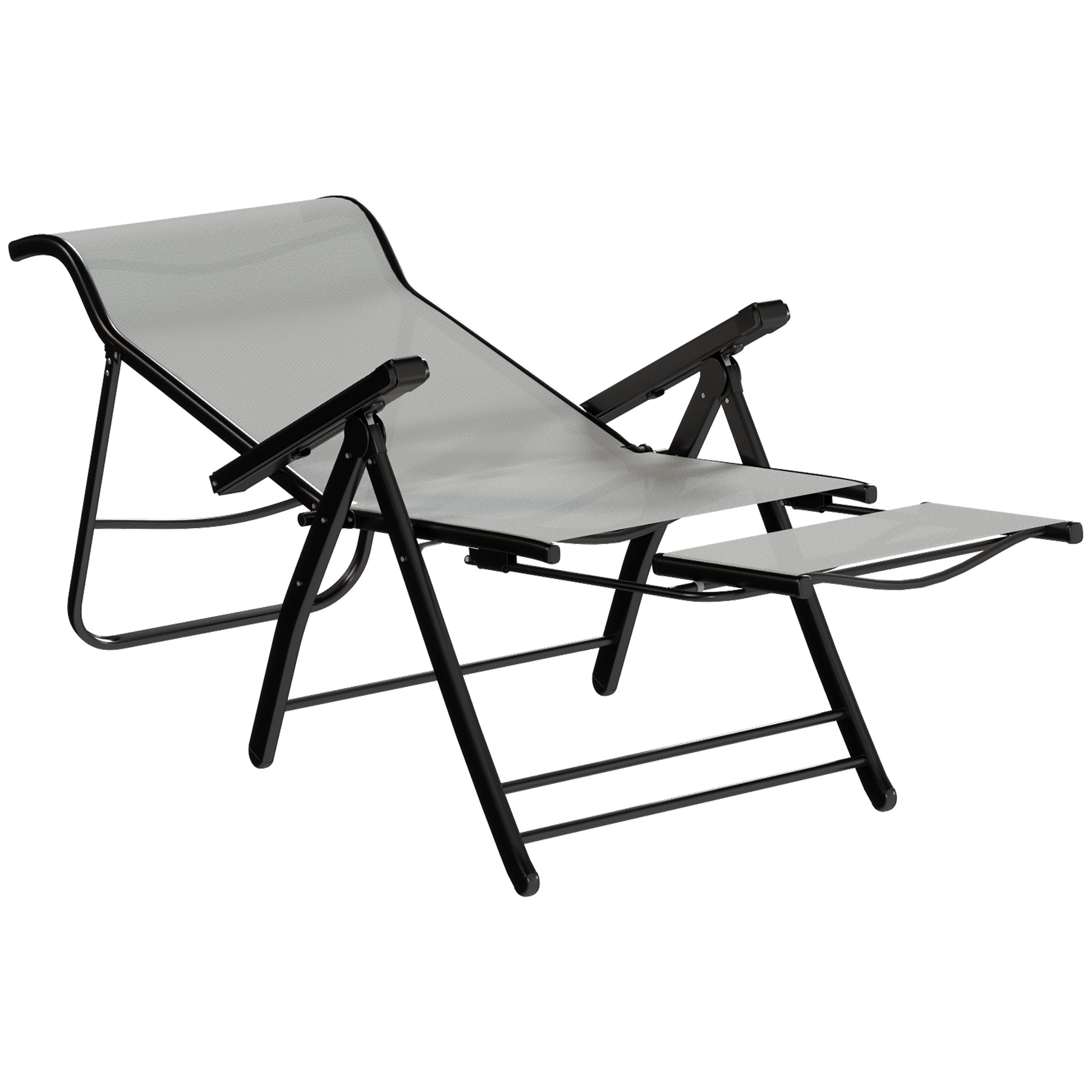 Outsunny Pack De 2 Sillas Plegables Reclinables Con Respaldo Alto Ajustable Gris_4