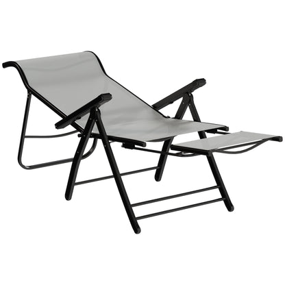 Outsunny Pack De 2 Sillas Plegables Reclinables Con Respaldo Alto Ajustable Gris_4