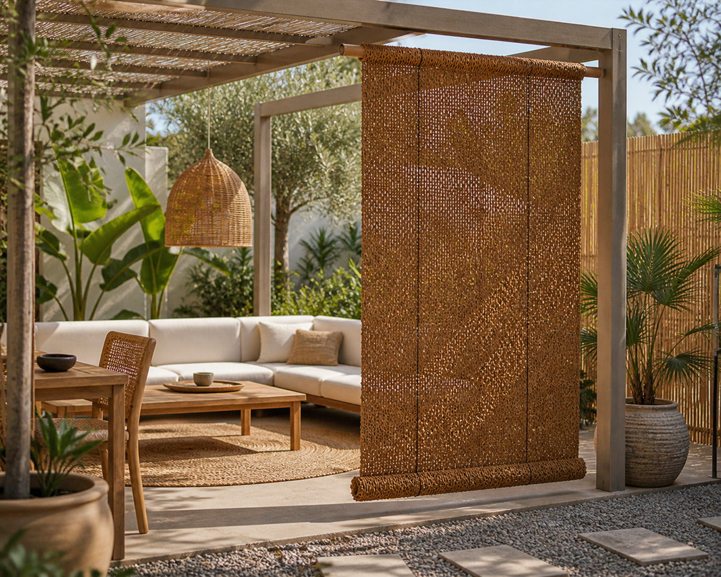 Persiana Coco Natural 0,9/1x2,40 M 100% Ocultación Exterior Terraza Jardín_1