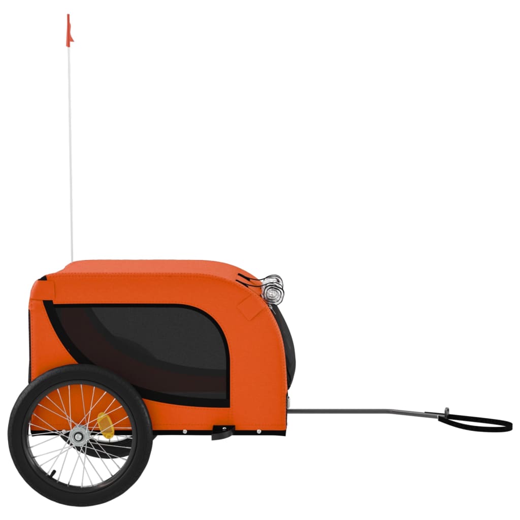 Remolque De Bicicleta Mascotas Hierro Tela Oxford Naranja Negro_4