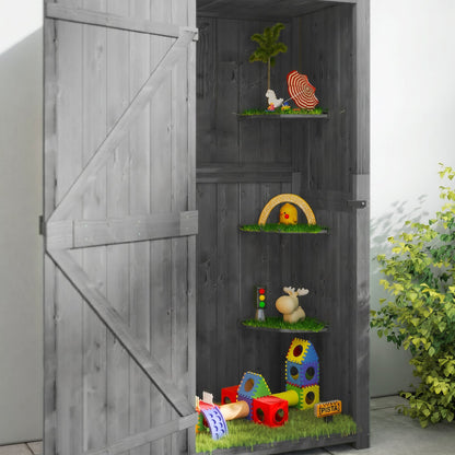 Outsunny Armario De Jardín De Madera Con 3 Estantes 0,3 M² 77x54,2x179cm Gris_4