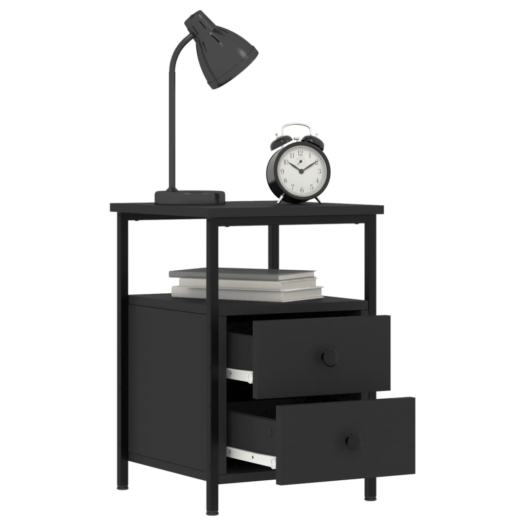 Mesitas De Noche 2 Uds Madera De Ingeniería Negro 34x35,5x50 Cm_2