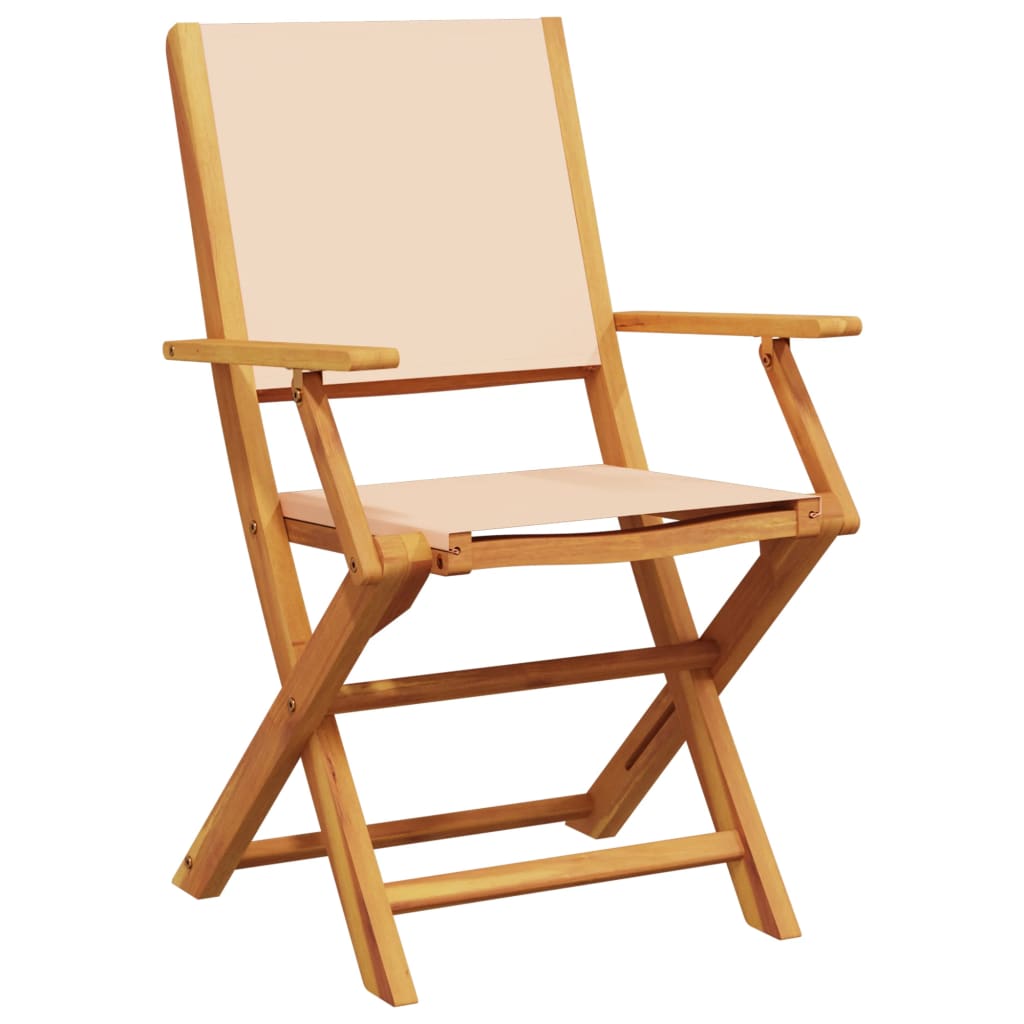 Set De Comedor De Jardín 5 Pzas Tela Madera Maciza Beige / Vetonek_2