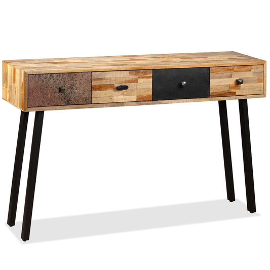 Mesa Consola De Teca Maciza Reciclada 120x30x76 Cm_0