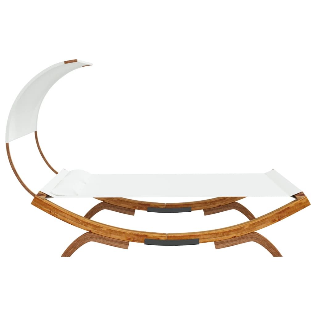 Vidaxl Tumbona Con Dosel Madera Maciza Curvada Crema 165x203x126 Cm_3