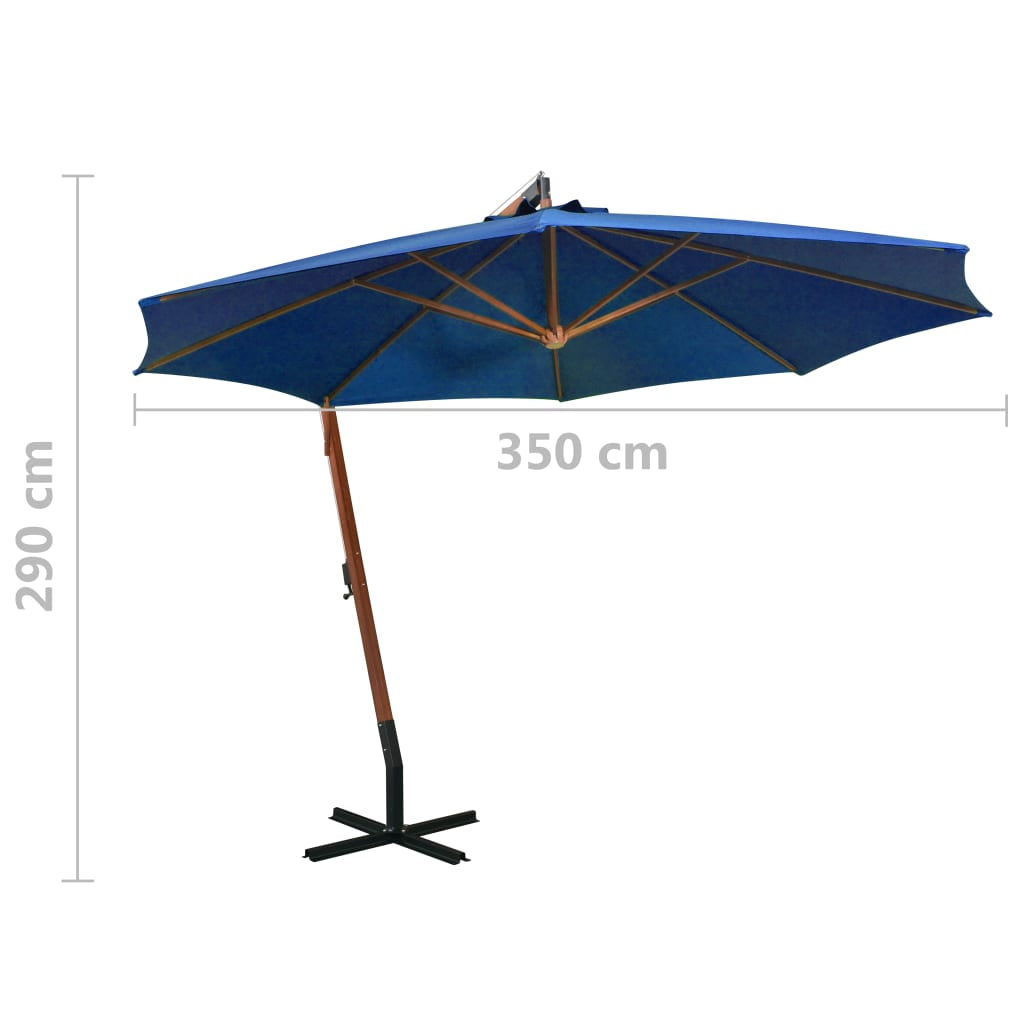 Vidaxl Sombrilla Jardín Colgante Palo Madera Abeto Celeste 3,5x2,9 M_2