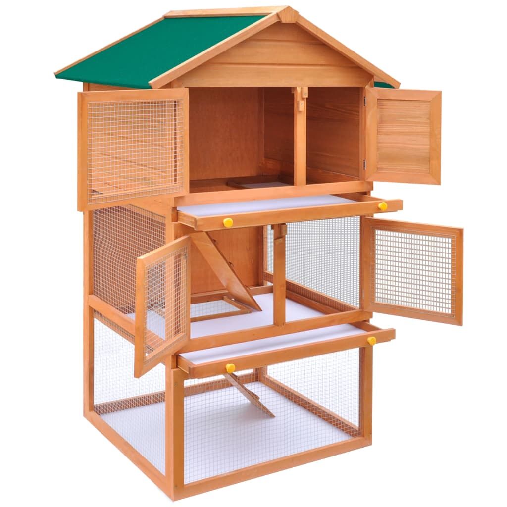 Vidaxl Casa De Animales Pequeños Jaula Conejera 3 Niveles Madera_2