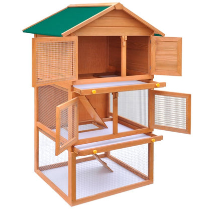 Vidaxl Casa De Animales Pequeños Jaula Conejera 3 Niveles Madera_2