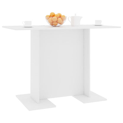 Mesa De Comedor De Madera Contrachapada Blanco 110x60x75 Cm_3