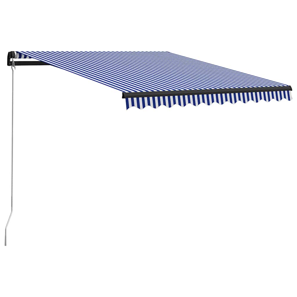 Toldo Retráctil Manual Con Led Azul Y Blanco 300x250 Cm_0